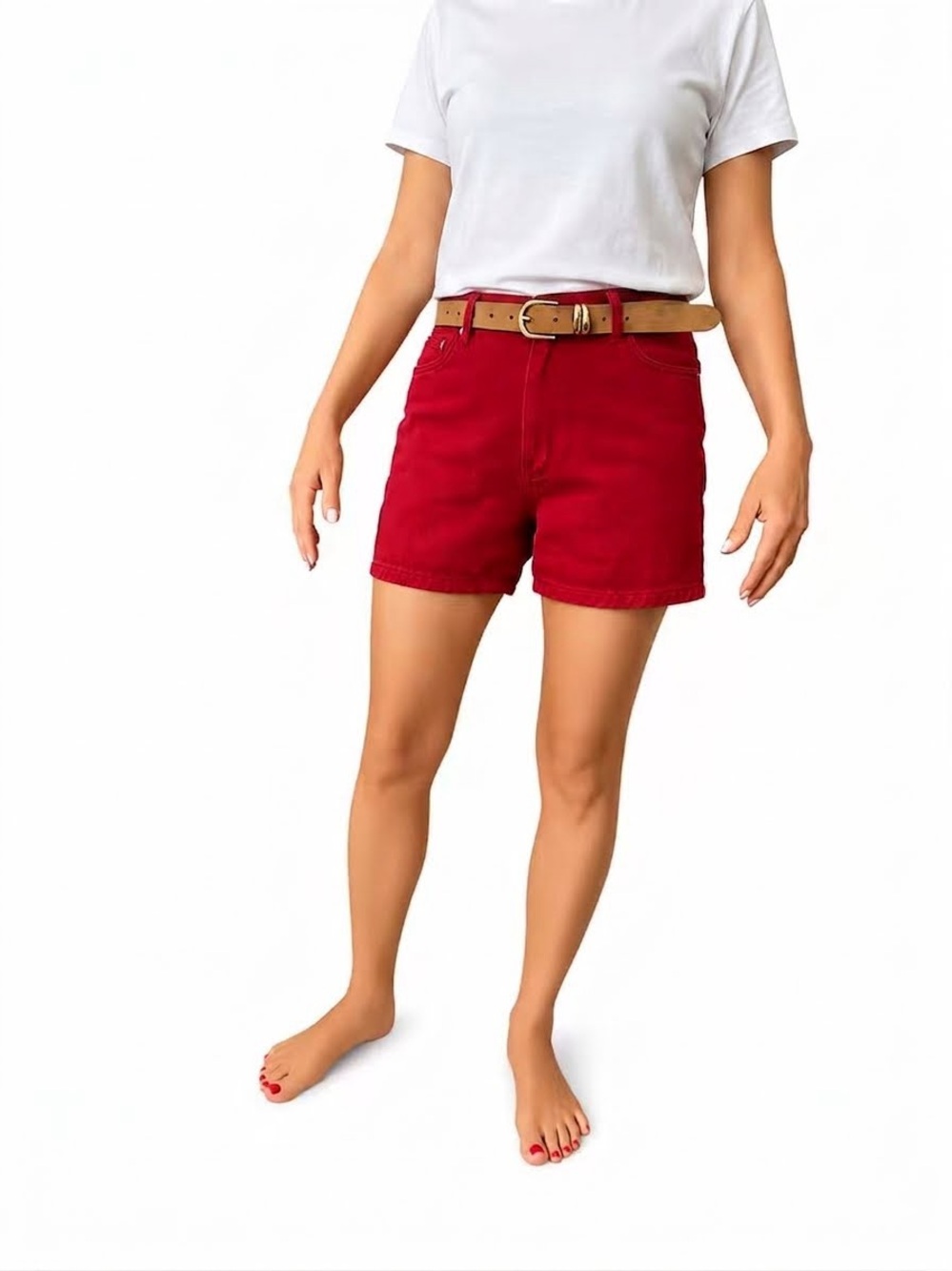 Tommy Hilfiger Women's Red Denim Shorts Size 8